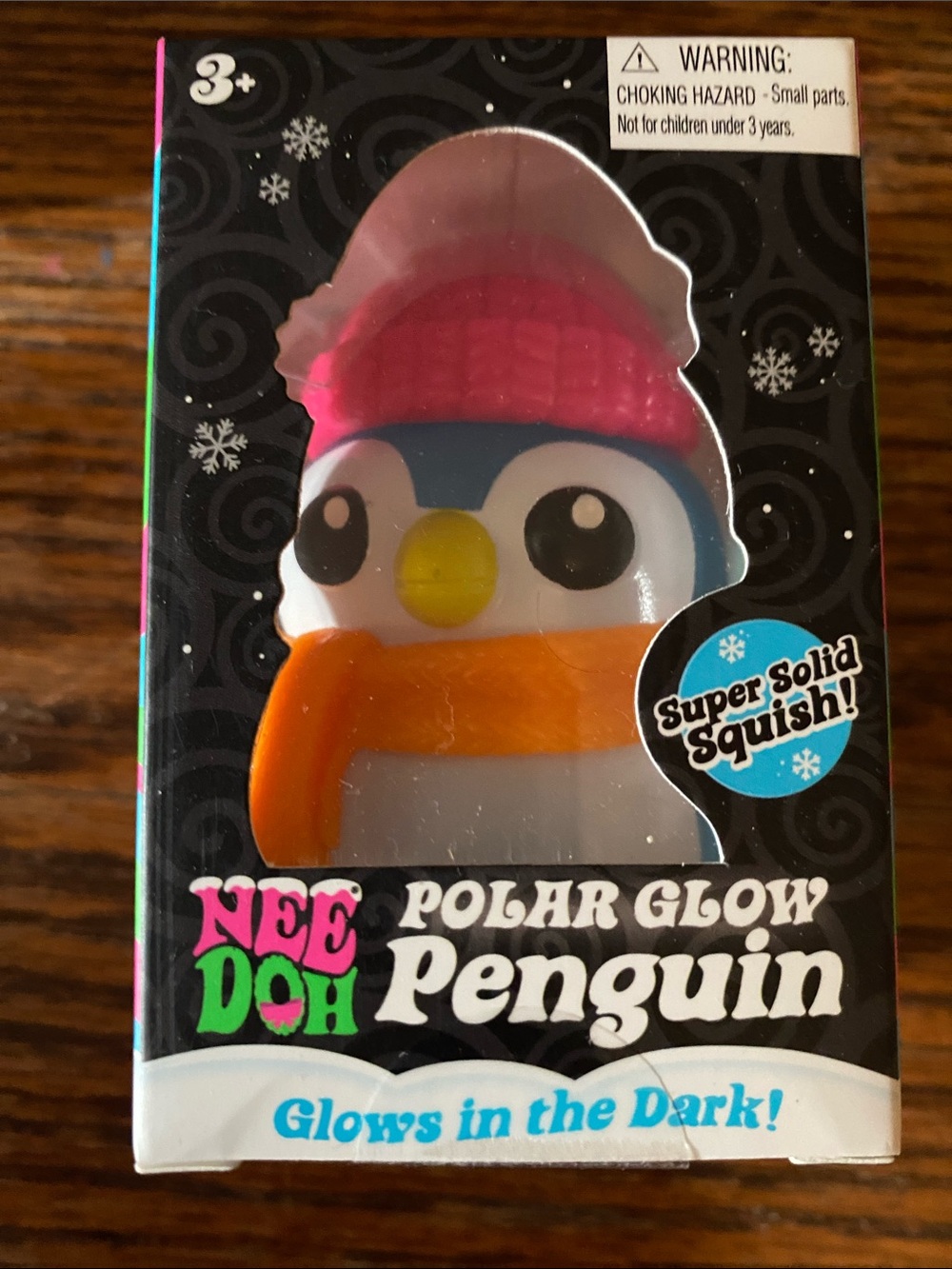 Brand New in Box NeeDoh Polar Glow Penguin blue w pink hat